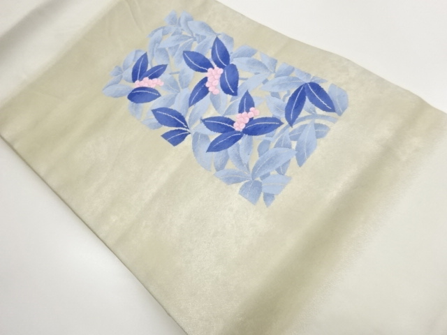 JAPANESE NAGOYA OBI / WOVEN LEAVES & TANZAKU